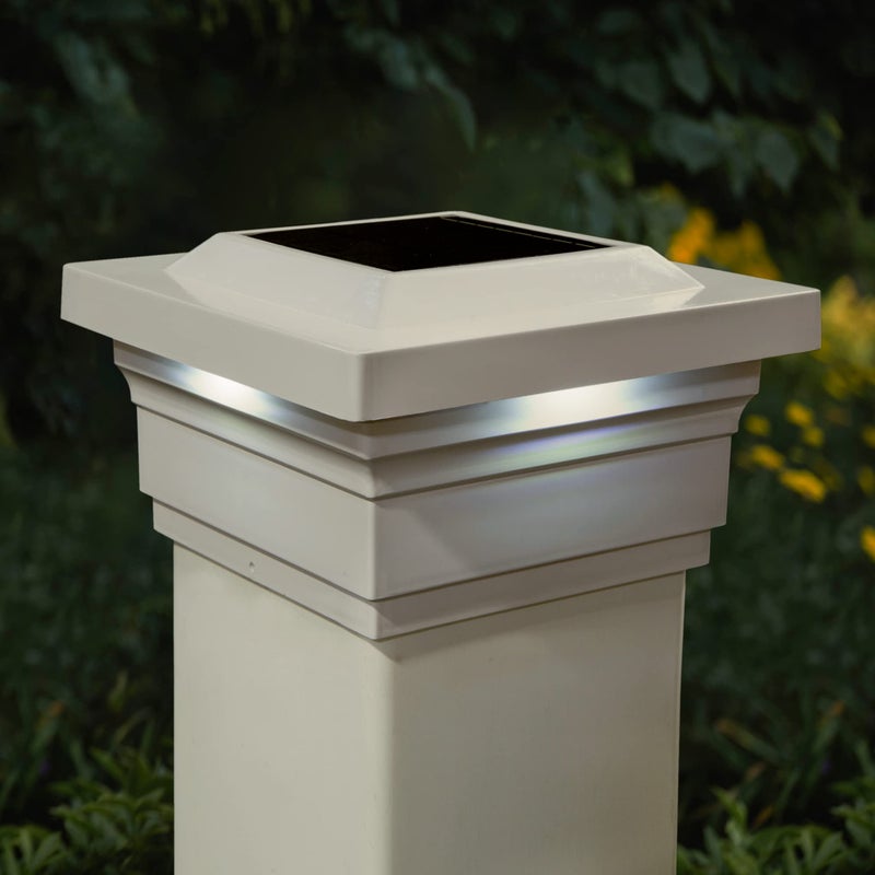 Classy Caps SL075T 5x5 Majestic Solar Post Cap - Tan â€“ High-Performance Solar LED Lights, Durable Tan PVC (Vinyl) Construction, Weather-Resistant, Ideal for Outdoor, Warm & Cool Light Modes - Image 2